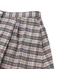 Cotton Bell Button Placket Flare Skirt - Ivory Check