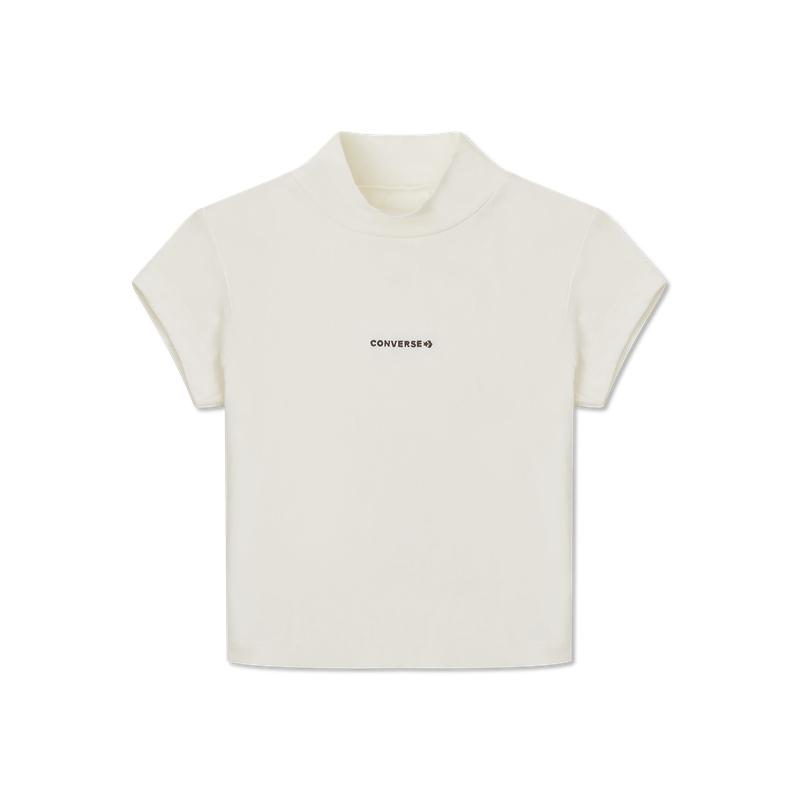 Converse WORDMARK TOP T Shirts Women s Ecru Crew Neck Moderate Other 10026577-A02 M