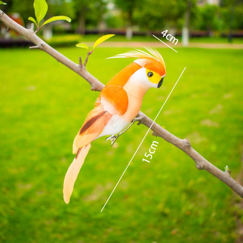 1Pcs Miniature Feather Lawn Doll Ornaments 15cm Creative Handmade Simulation Parrot Animal Bird Garden Props Decoration
