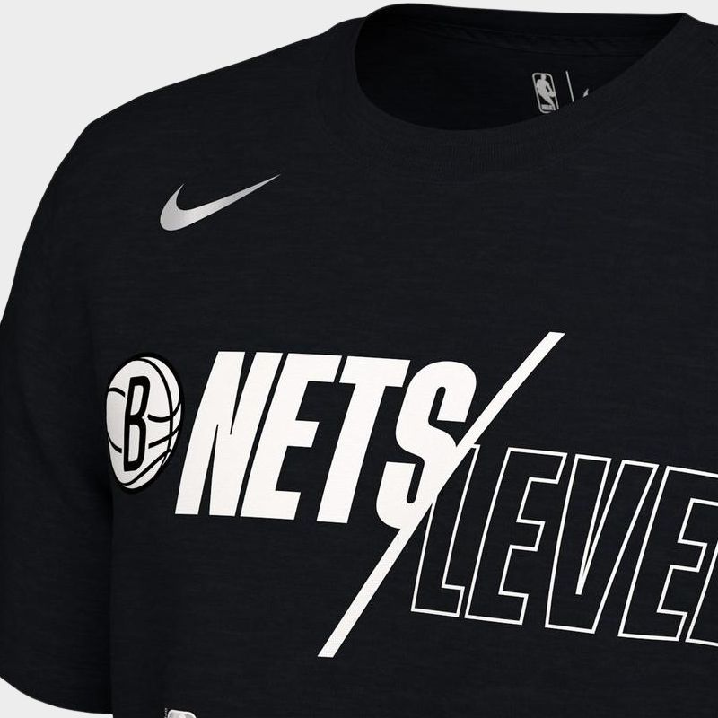 Nike Brooklyn Nets Alphabet Print Round Neck Pullover T-Shirt Men Tops Black DQ8984-010