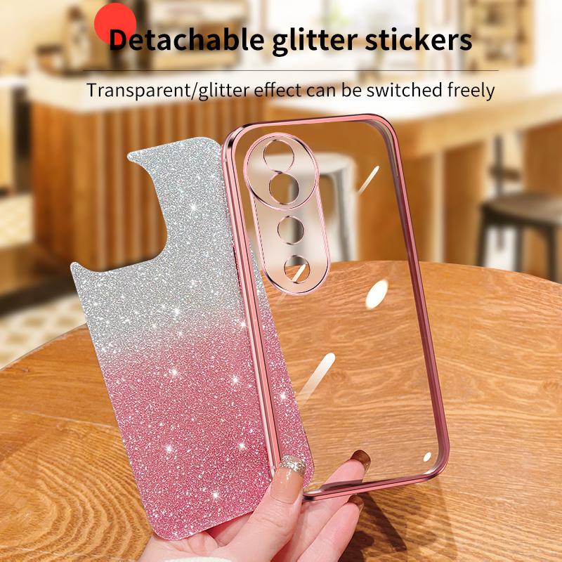 KEYSION Luxury Plating Glitter Phone Case for VIVO V40 Pro 5G Transparent Soft TPU Shockproof Back Cover for VIVO V40 5G