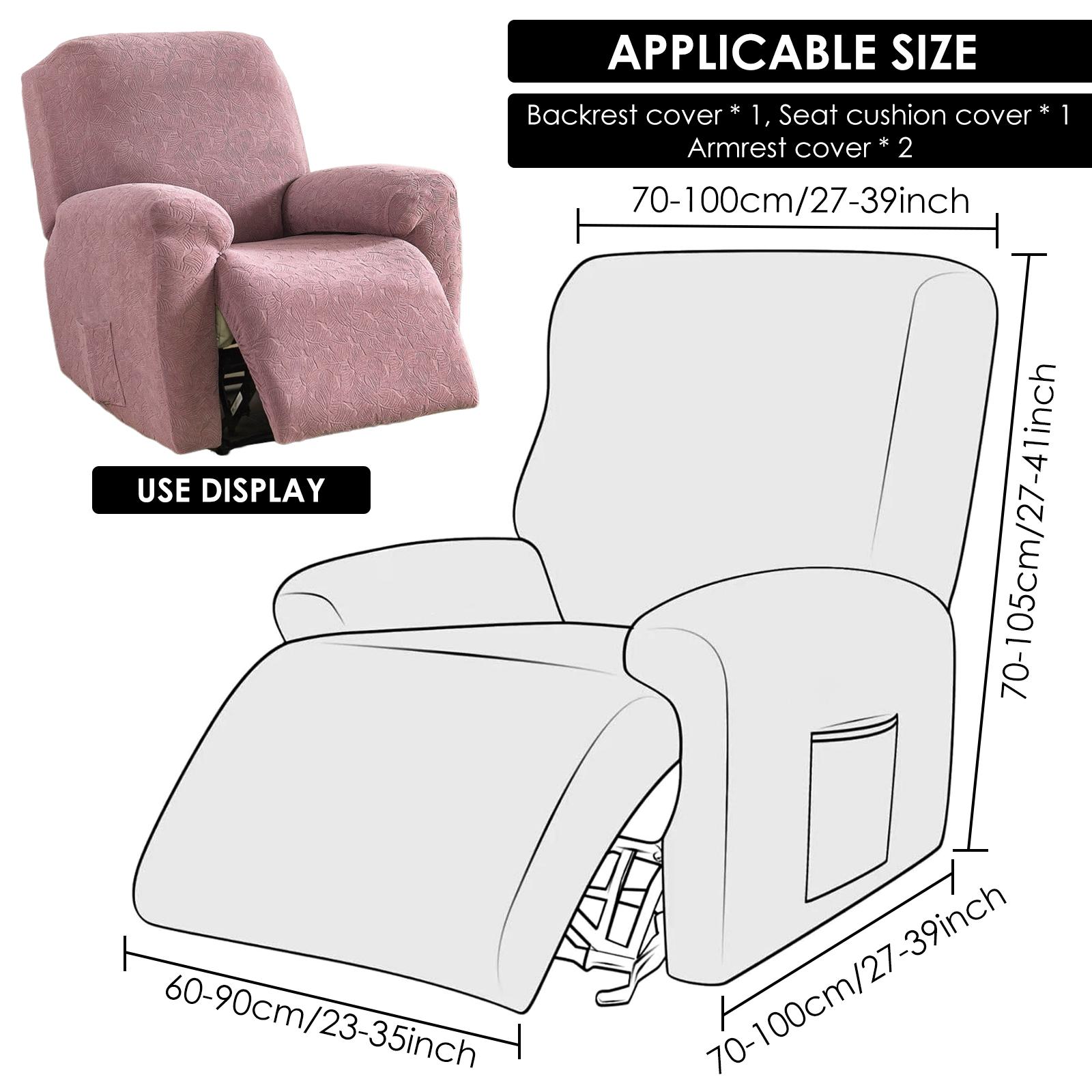 

Single Recliner Chair Cover Polyester Elastic Armchair Slipcover With Side Pocket Full Wrap Style Sofa Sofa Cover Decoration