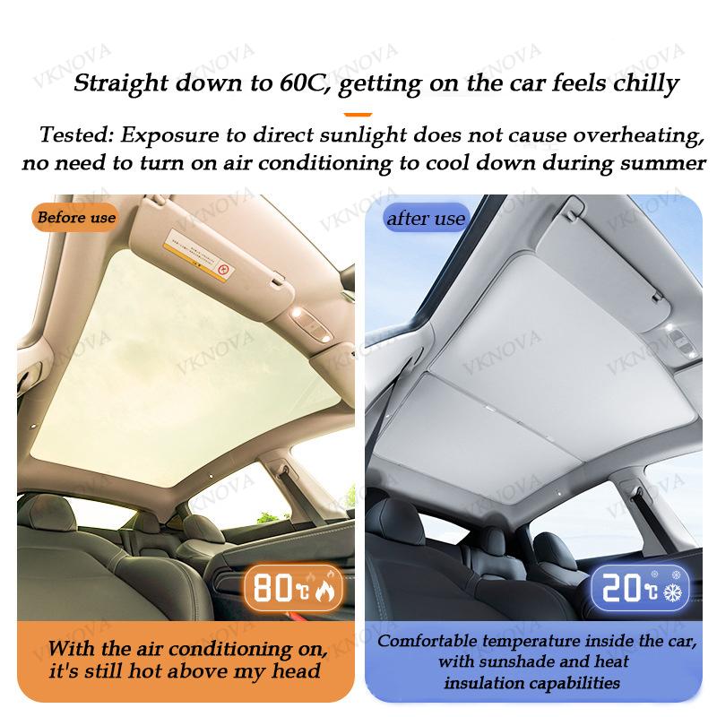 Sunshades For Tesla Model 3 Sunroof Highland 2025 Model Y 2020-26 Ice Cloth Buckle Sun Pare Glass Front Rear Skylight Accessory