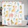 Duschdraperiset med djurmönster Badrumsdekor för barnrum Flerfärgad Giraff Elefanttryck Vattentätt Tyg Duschdraperi