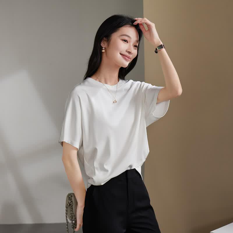 SOFSIL 2026 Summer Women s Round Neck T-shirt L