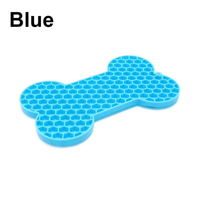 

Bone-Shaped Silicone Dog Lick Pad Relieve Boredom & Anxiety with Delicious Treats Slow Eating Lickmat Feeding Dog Lick Mat синій