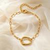 Irregular Geometric Round Charm Bracelet for Women Stainless Steel 18K Gold Plated Bracelet Waterproof Statement Jewelry