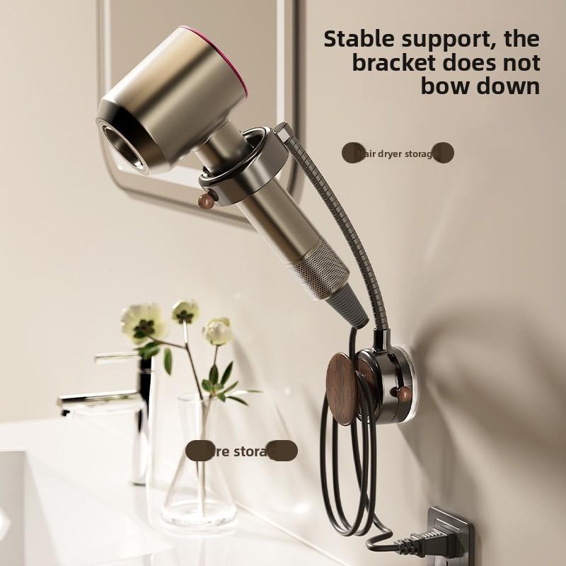 Plastic Wall Mount Hair Dryer Holder With Rotating Design For Bathroom Convenience