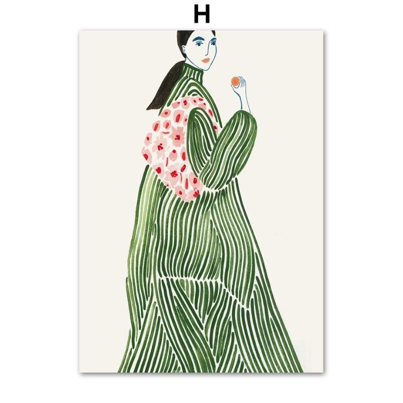 Boho Tulip Vase Woman Flowers Abstract Vintage Posters Prints Wall Art Canvas Painting Club Bar Wall Pictures Living Room Decor