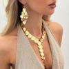 Metal Chain Tassel Sequin Necklace Bohemian Sequin Drop Earrings Fashion Gold Jewelry  Gift