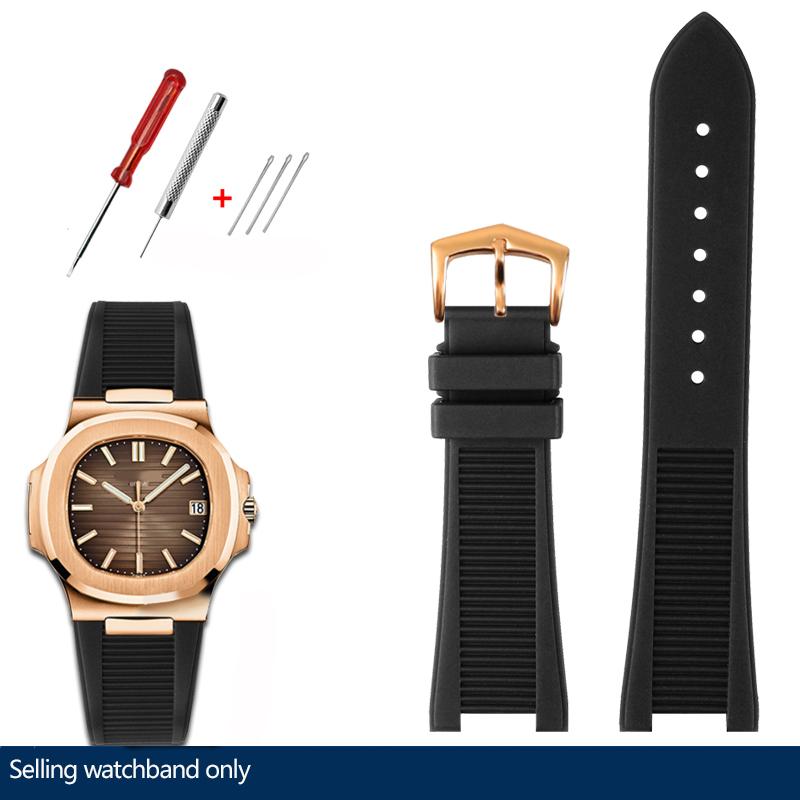 25*13mm Silicone Rubber Watchband For Pa-tek Philippe Nautilus Series 5711/5712/5980 Waterproof Sports Strap Bracelet Brown Blue