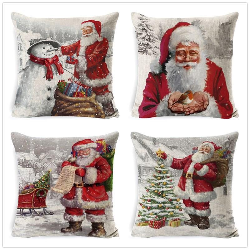 Christmas Pillow Home European Linen Sofa Cushion Cushion New Pillow Case
