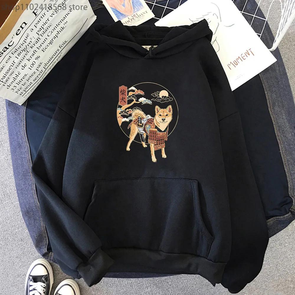 Ramen Shiba Samurai in Roter Rüstung Hoodies Damen Kawaii Hunde Grafik Sweatshirt mit Kapuze Herrenbekleidung
