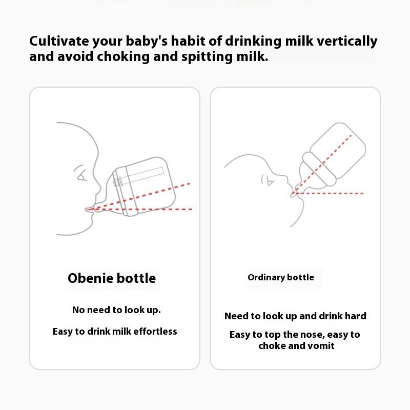 Oubani Newborn Eccentric Nipple Glass Bottle 0-6 Months Anti-swelling Newborn Baby Bottle