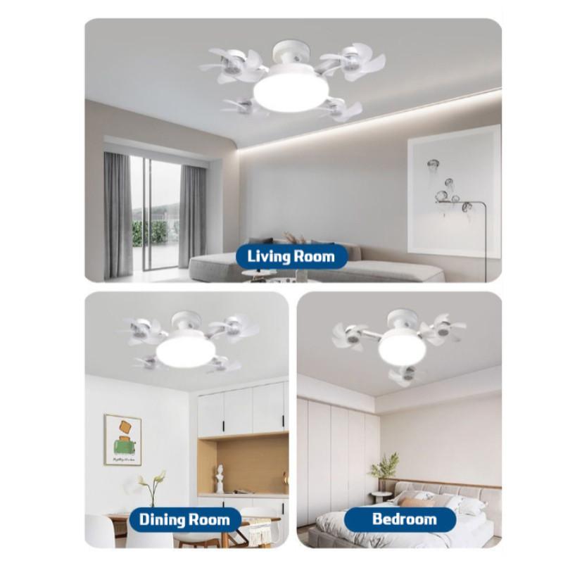 E27 Fassung Deckenventilator mit Licht 50W/60W LED Beleuchtung Kleiner Deckenventilator Haushalt Schlafzimmer Elektrische Ventilatorlampe