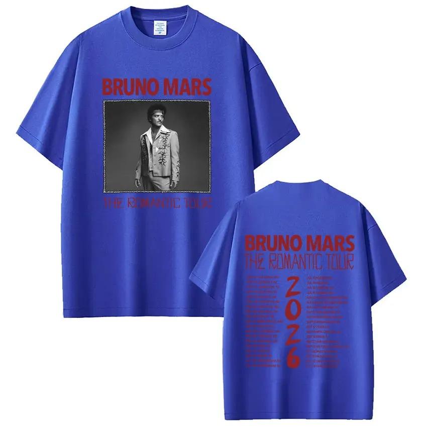 Bruno Mars The Romantic Tour 2026 Print Tees Men Women Gothic Punk T-shirts Summer Short-sleeved Vintage Fashion Cotton T-shirts