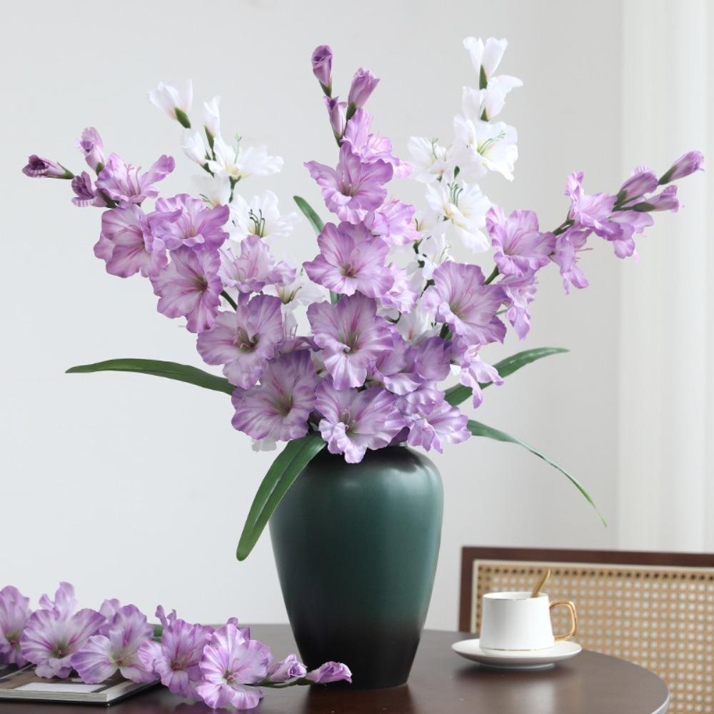 Real Touch Artificial Gladioluses Branch 12 Heads Fake Larkspur Flowers  Garden Decor