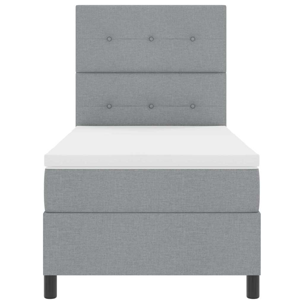 Boxspring Bed with LED Light Strips Light Gray 100 x 200 cm Fabric