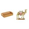 Woven Fruit Baskets And Camel Figurine Desktop Ornament Resin Animal Statue Basket Bread Plate