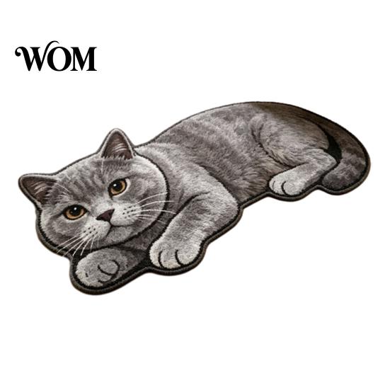 Pet Themed Floor Rug Cute Cat Bathroom Rug, Anti-Slip Absorbent Bath Washable Plush Design Welcome Mat Kitty Door for Entrance Kitchen Home Decor