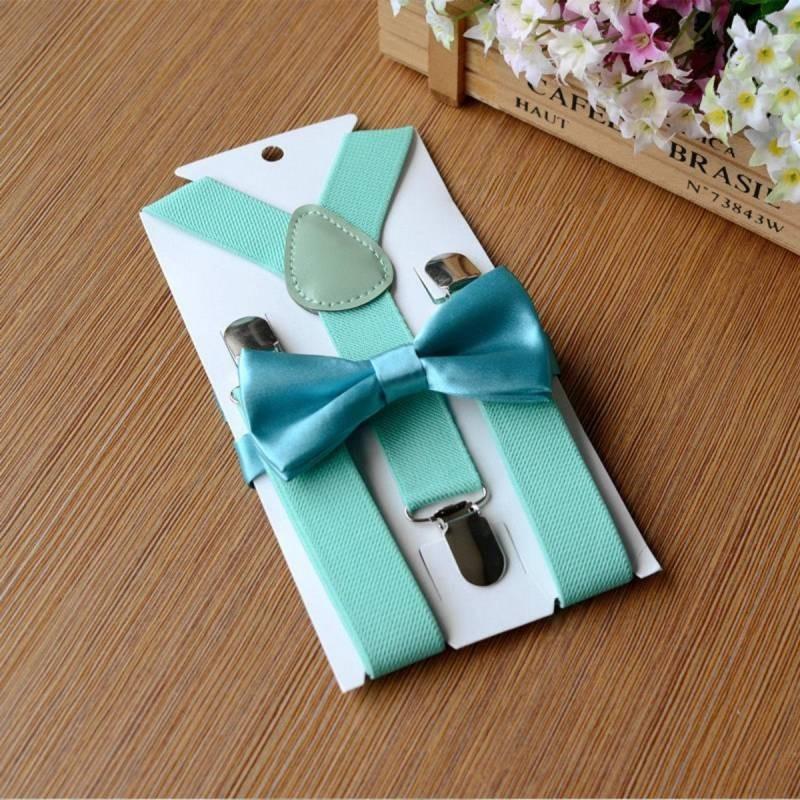 Elegante Set di Bretelle Elastiche e Papillon per Bambini e Bambine in Diversi Colori