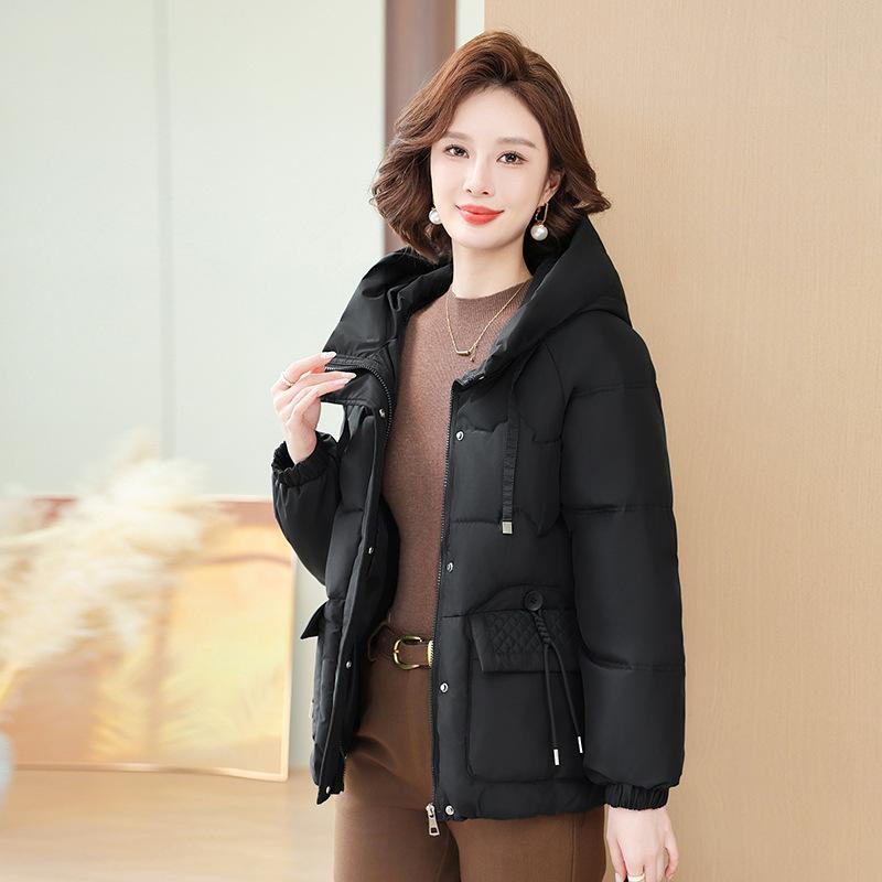 Dámská ležérní bunda s bavlněnou vycpávkou Středně dlouhá zimní volná teplá bunda s bavlněnou vycpávkou