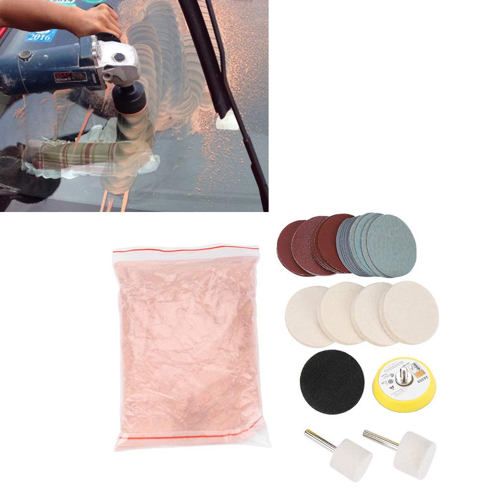 Windshield Scratch Remover Glass Polishing Kit Scratch Removal Set,Multifunctional 34 Pcs Scratch Removal Set Ceric Dioxide Abrasive Polishing Disc
