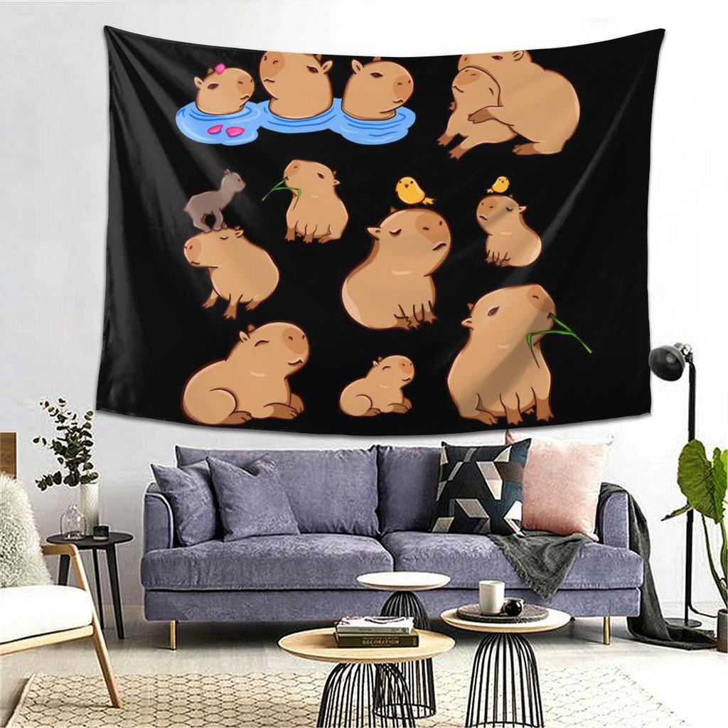 Capybara Muster Wandteppich Dekor Kunst Ästhetische Wandteppiche für Wohnzimmer Schlafzimmer Zuhause Wandtuch Wandbehang