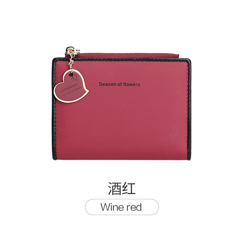 Portofel mic pentru femei, pliabil, ultra subțire, fără fermoar, geantă de identitate cu culoare contrastantă, pandantiv scurt pentru carduri