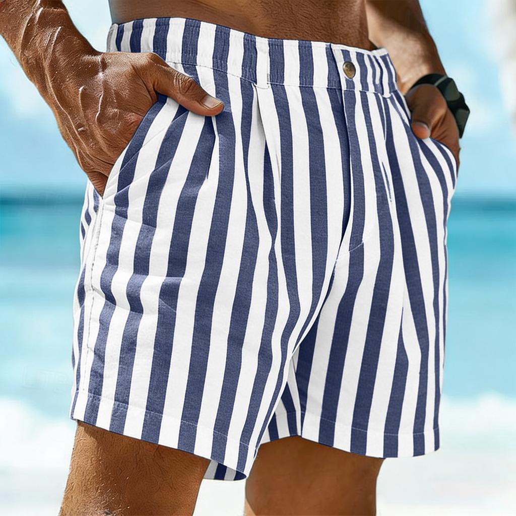 Men's Casual Shorts With Comfortable Lightweight Button Pockets And Monochrome Beach Shorts