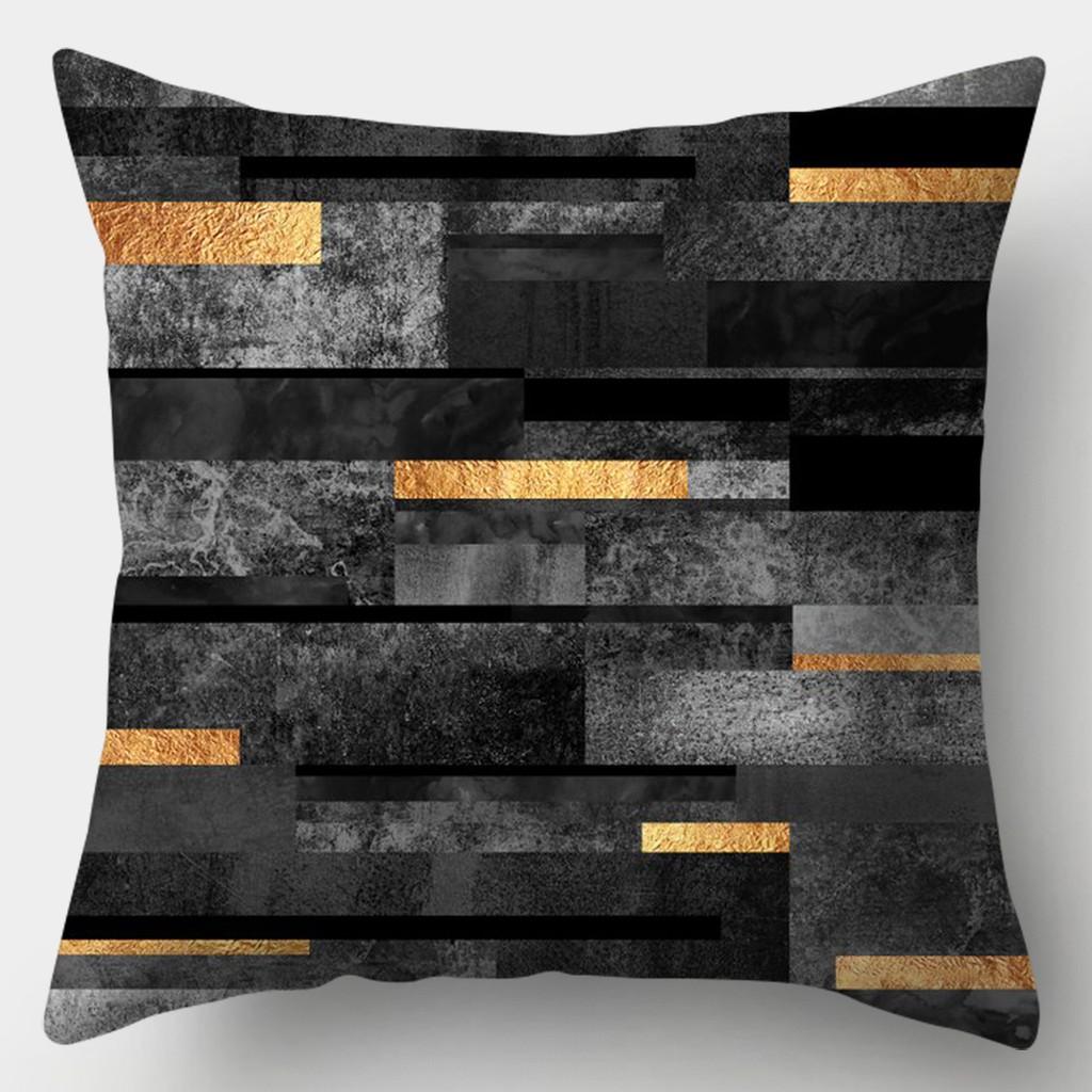 Black Gold Pattern Pillowcase Square Sofa Pillowcase Creative Pattern Cushion Cover