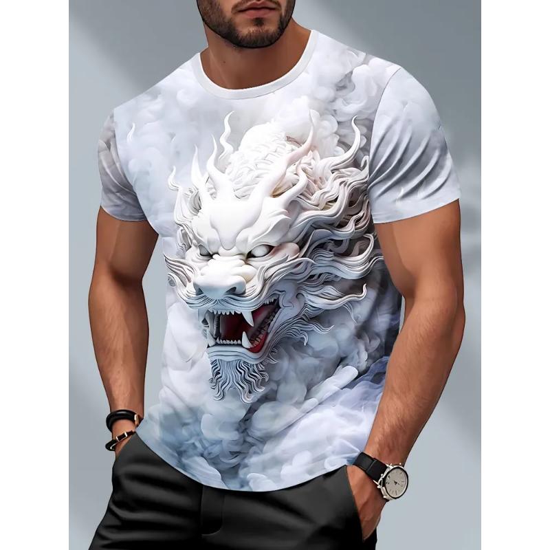 Fashion Men's Crew Neck Short Sleeve 3D Casual Color Printing Casual Short Sleeve Crew Neck T-Shirt