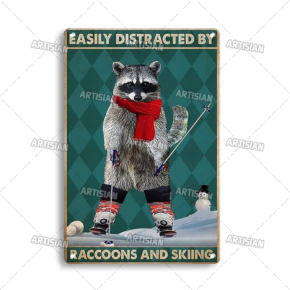 Artisian Skiing Snowboarding Metal Poster Sledding Tin Plaque Sport Decorative Plate Wall Decor Garage Bar Pub Club Hotel Cafe