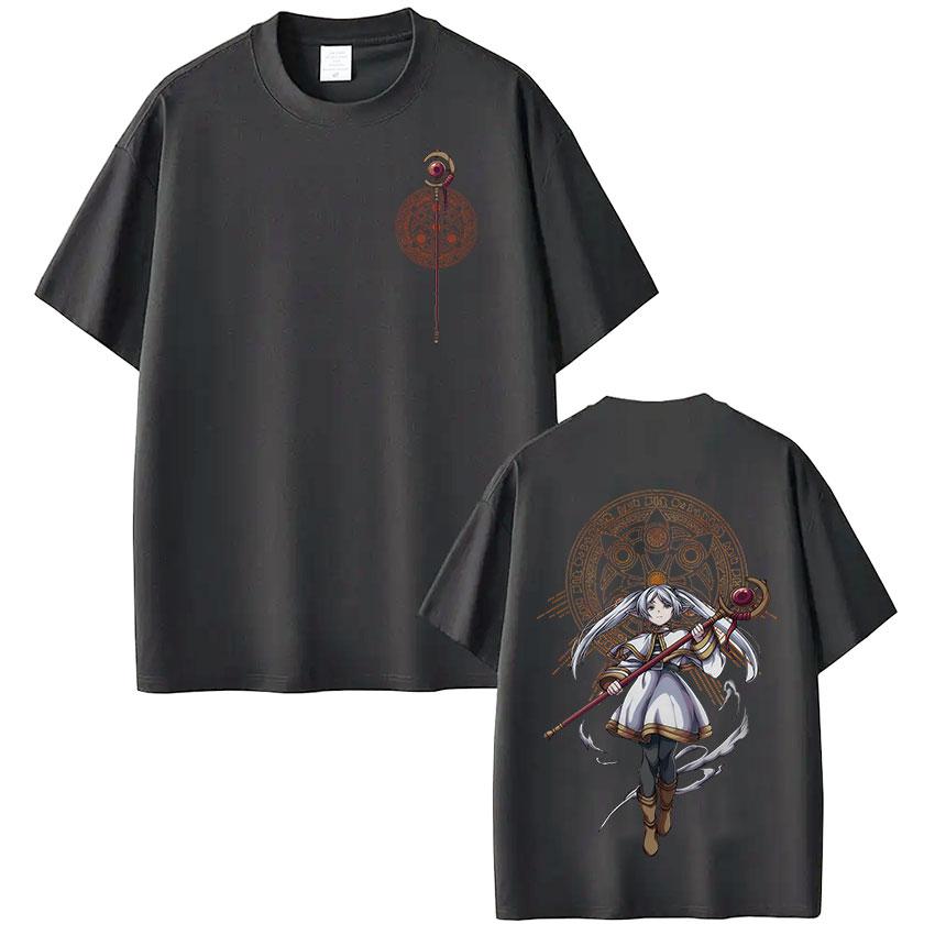 Anime Frieren Beyond Journeys End Frieren T-shirt Manga Sommar T-shirt Herr Dam Mode Kortärmad Bomull Lös T-shirt