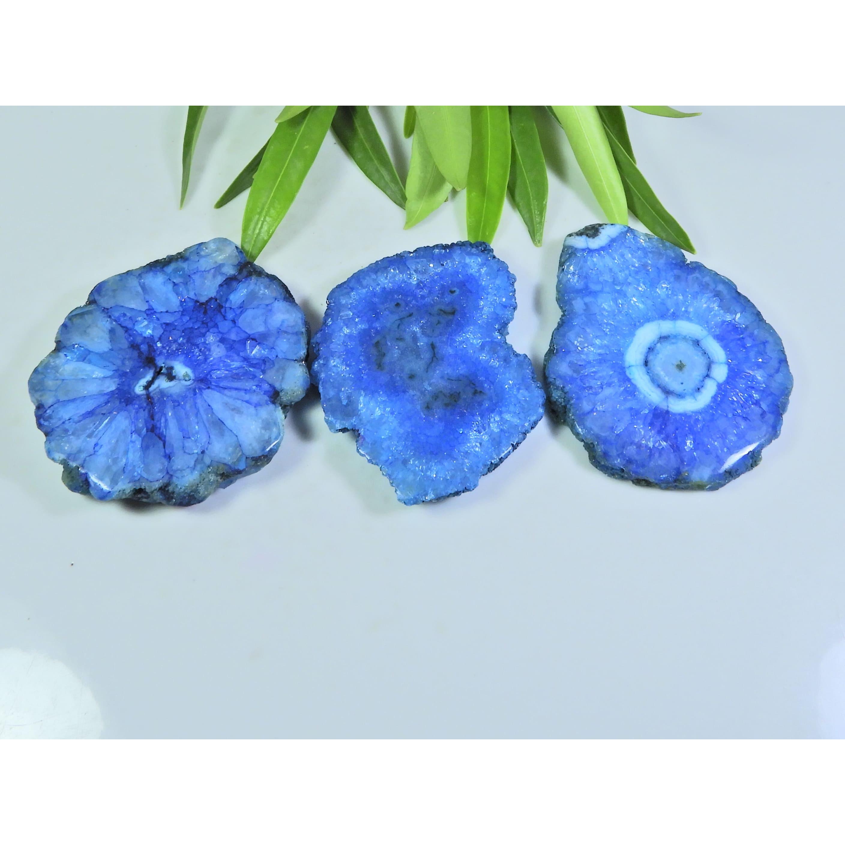 

265Cts. Окрашенный солнечный друзовый агат 4 шт. Кристалл Лот рассыпных драгоценных камней 34X43-37X44 мм A-214