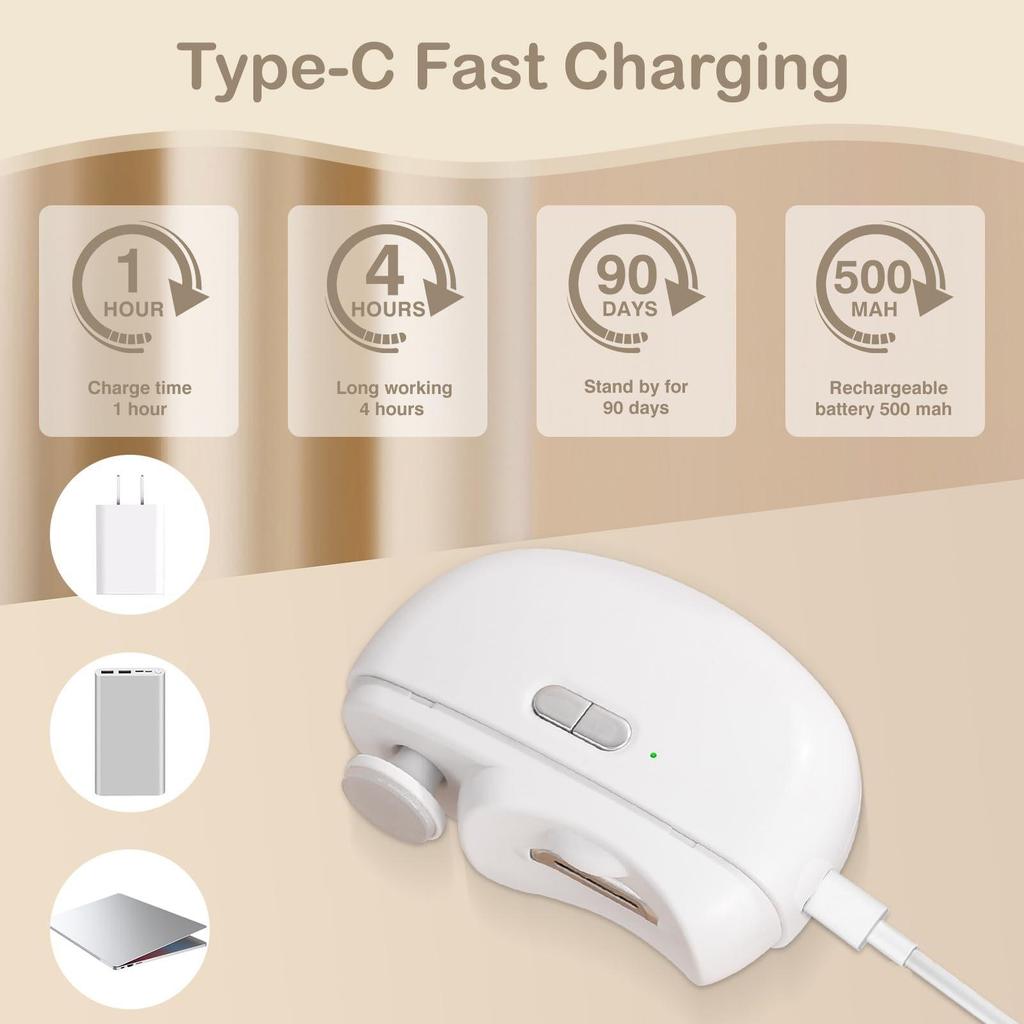 Tăietor de Unghii Automat Electric Tăietor de Unghii Polisor Tăietură Unghii 2 În 1 Portabil Tăietor Unghii cu Lumină 2 Viteze Pilă Clip Unghii Reîncărcabil