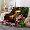 Custom Name Forest Friends Adventure flannel Blanket for Super Soft Cute Comfort Blanket for Travel Bedding Couch Sofa Blanket