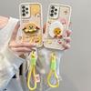 KEYSION Cartoon Cute Plush Embroidery Case for Samsung A52 5G A52S A51 with Lanyard Shockproof Phone Cover for Galaxy A32 4G