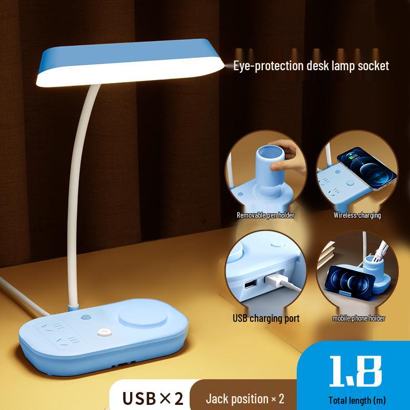 AA Grade LED Eye-Protection Desk Lamp with USB, Soft Light, Night Light, and Wireless Charging for Bedroom or Bedside