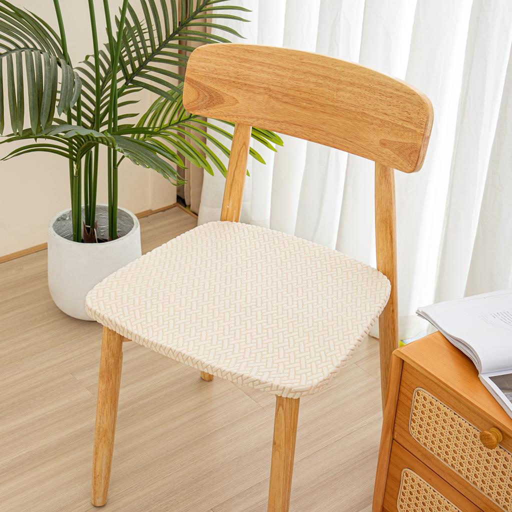 Stretch Jacquard Chair Seat Covers Solid Removable Washable Anti-Dust Dining Room Chair Seat Cushion Slipcovers