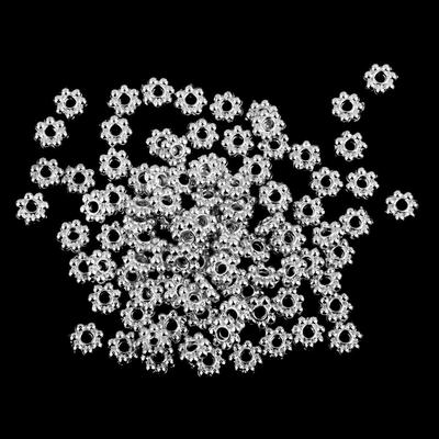 100x Silver Snowflake Flower Alloy Spacer Beads Jewellery Findings 5mm