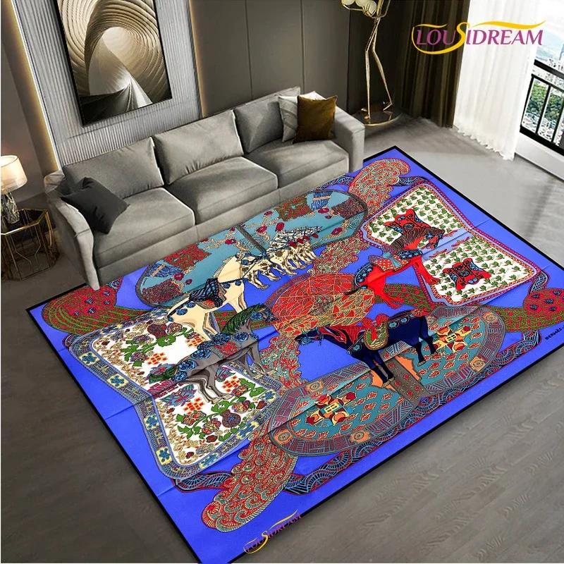 

JY01Fashion Ethnic Frame Carpet Horse Home Decor Rectangle Room Rug Black Green Orange Living Room Bedroom Bedside Floor 40x60cm