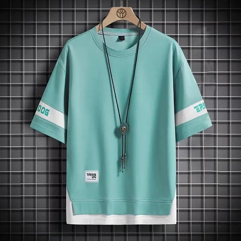 Men's Summer Loose-Fit Casual Short-Sleeve T-Shirt Youth Crew Neck Breathable Half-Sleeve Top