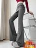 Women's Faux Two-Piece Micro-Flare Yoga Pants - Autumn/Winter Velvet, Slimming Plus Size Fitness Skirt Cover, Drape Long Pants