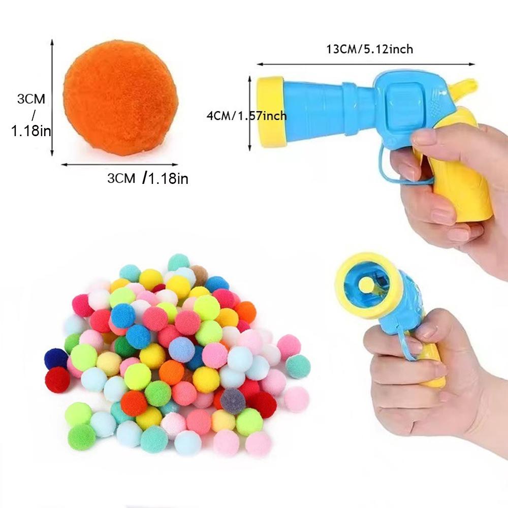 Silent Cat Plush Ball Shooting Gun Mini Plush Pet Toy for Relieving Depression Interactive Plush Ball Games for Cats Kittens