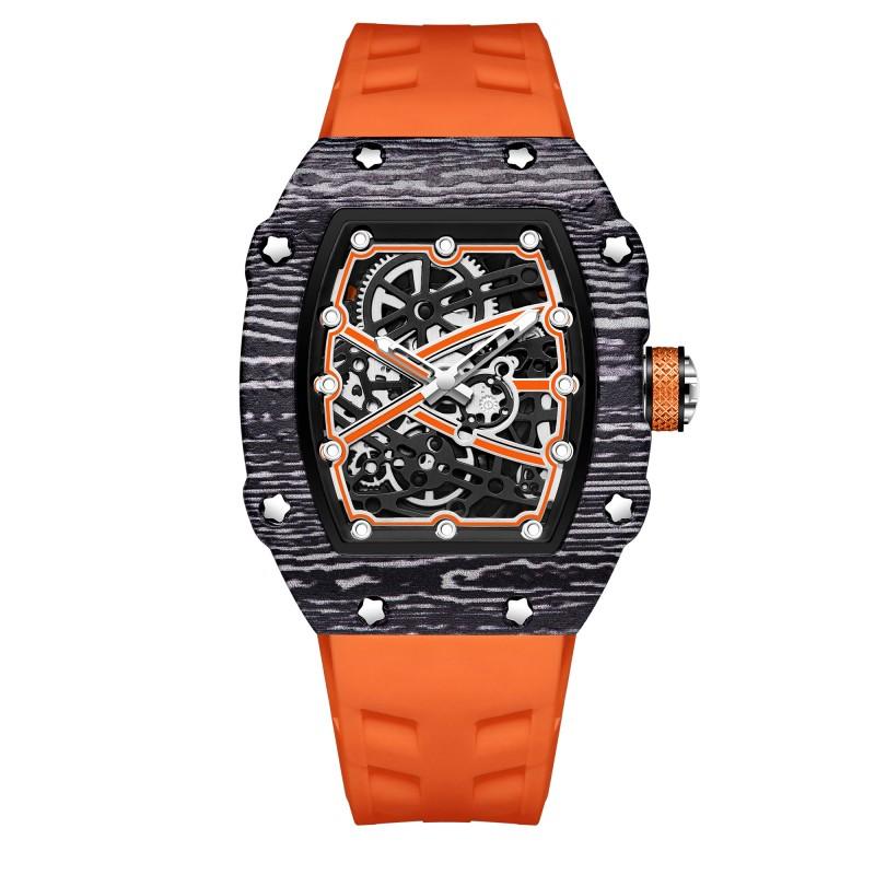 In Stock RM 6702 Slim Barrel Montre Homme Colorful Band Hollow 37.5mm Skeleton Dial Waterproof Sport Casual Quartz Wristwatch