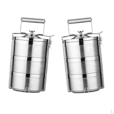 2x Stainless Steel Thermal Insulated Stackable Lunch