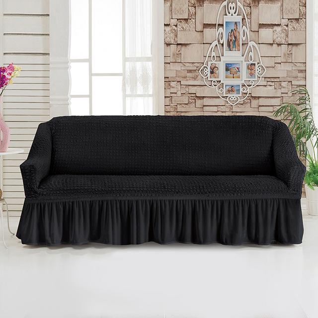Universal Sofa Furniture Slipcover With Skirt Fitted Couch Cover For 1 /2 /3 /4 Seaters ,Washable Top Elastic Durable Seersucker Material