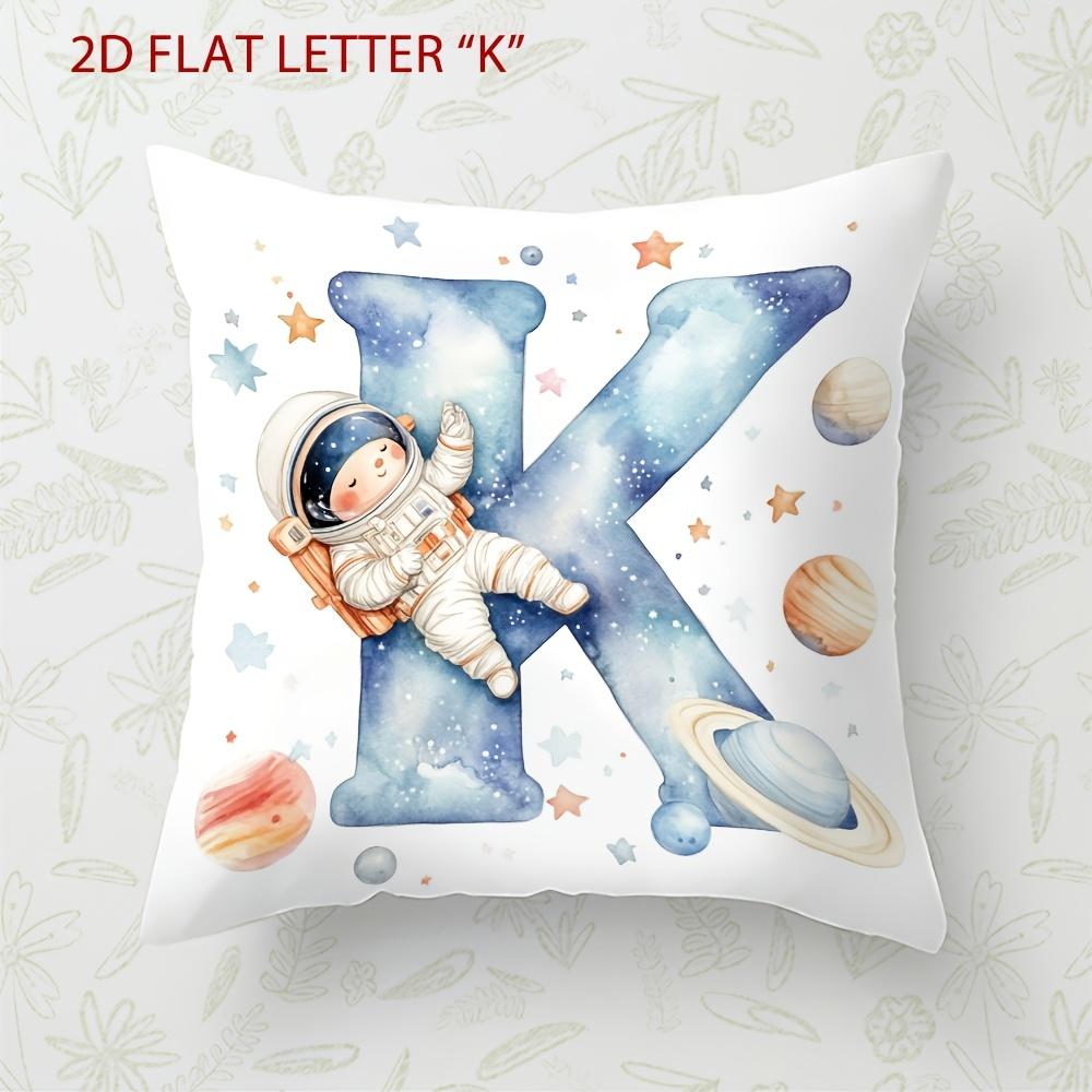 Astronaut Letter Print Pillow Cover Cosmic Space Theme Cushion Cover For Office Sofa Bedroom Living Room Home Decor Galaxy Style