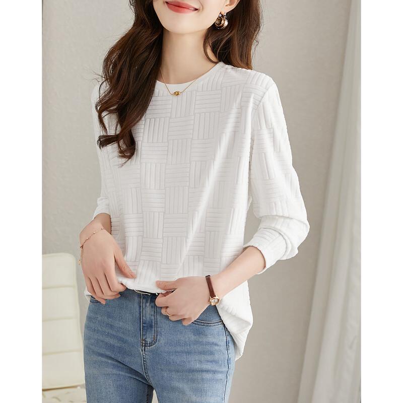 Demana Women s Textured Round Neck Long Sleeve T-Shirt S